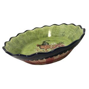 Tracy Porter Stonehouse Collection Cherry Pie Pan VTG Berry Apple Rooster Dishwa